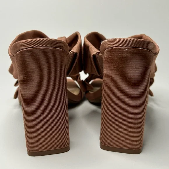 Gianni Bini Dusty Rose Open Toe Bow and Ruffle Slip On Heel Size 6.5 - Picture 7 of 12